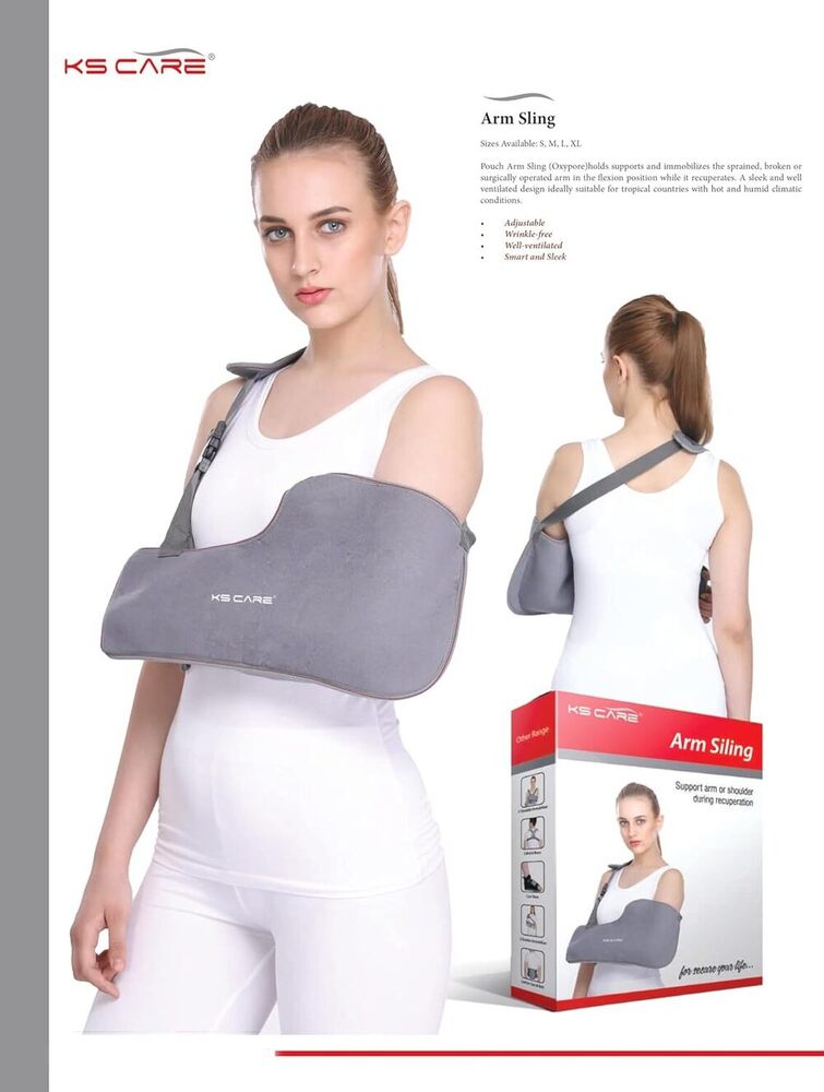 Arm Sling - Universal Size For Left & Right Hand | Adjustable Broad Shoulder Pad, Thumb Loop For Hand Rest, Recommended After Surgery