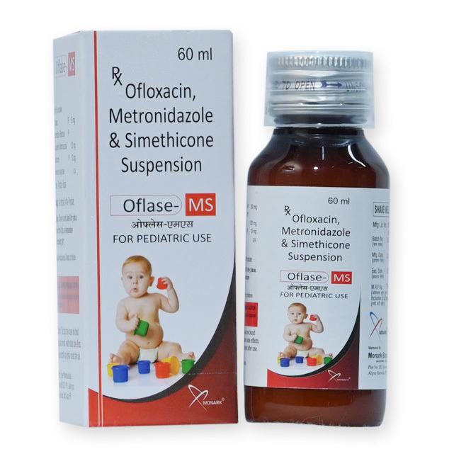 Ofloxacin 50 mg + Metranidazole 120mg+Simethicone 10mg Suspension  Monocarton