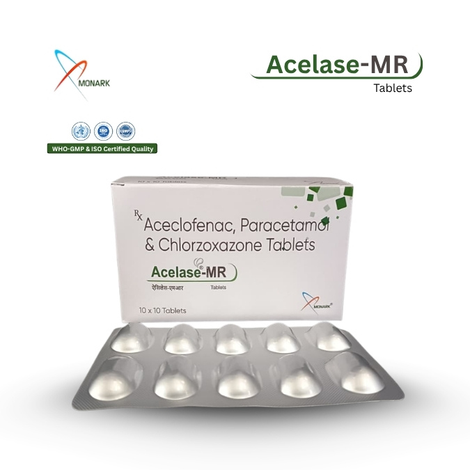 Aceclofenac 100mg + Paracetamol 325mg + Chlorzoxazone 250mg Tablet - Brand Name: Acelase-mr