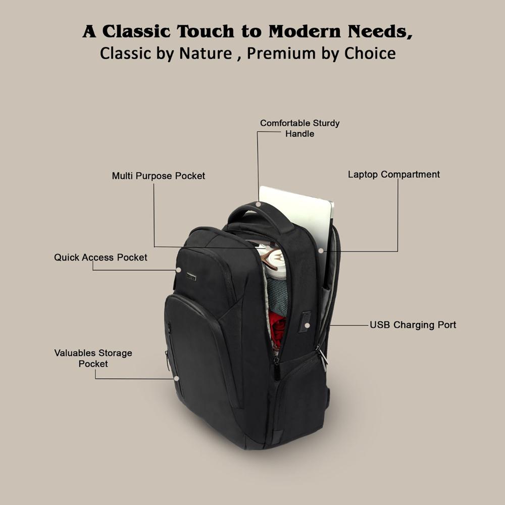 Business Smart Backpack Water-Resistant fit 15.6 Inch Laptop Backpack with USB Charging Port,Travel Durable Backpack for Men and Women (Black)