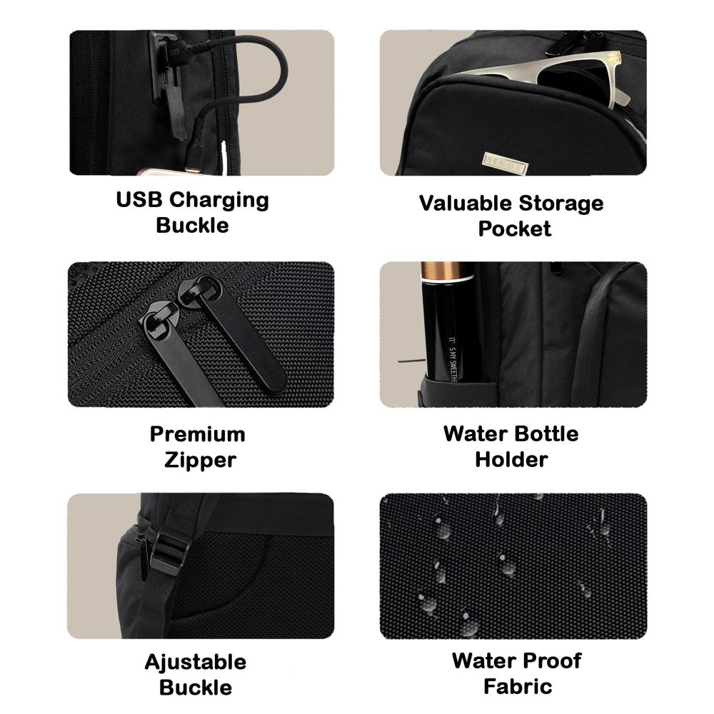 Business Smart Backpack Water-Resistant fit 15.6 Inch Laptop Backpack with USB Charging Port,Travel Durable Backpack for Men and Women (Black)