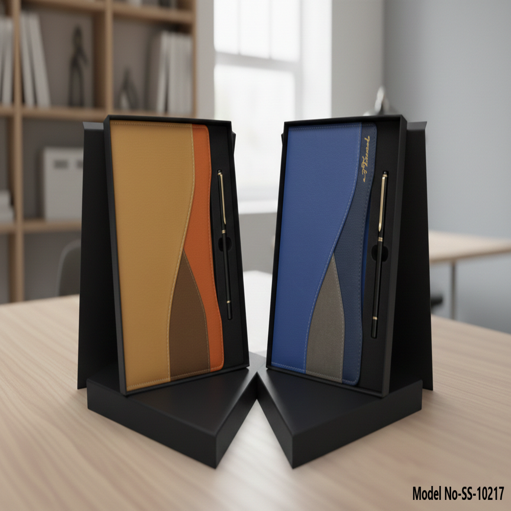 (ss-10217) Premium Diary & Metal Pen Gift Set - Color: Brown