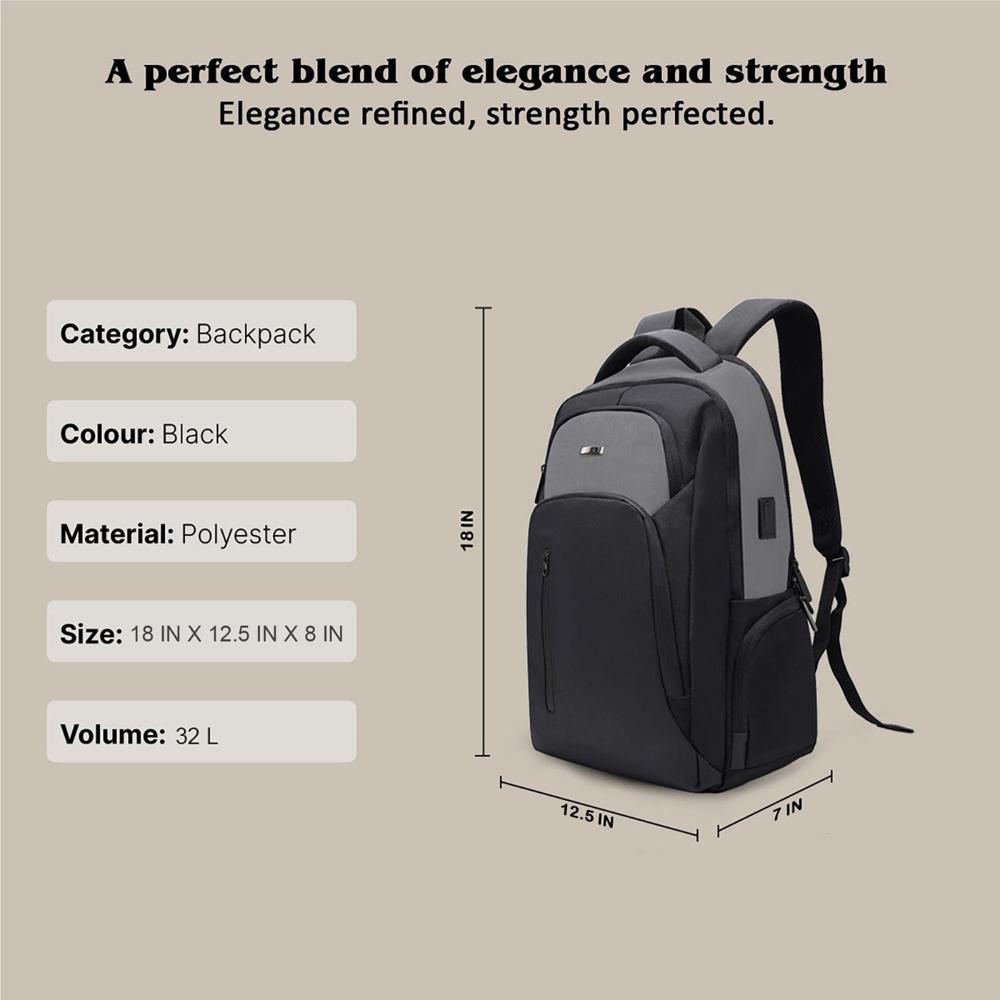 Business Smart Backpack Water-Resistant fit 15.6 Inch Laptop Backpack with USB Charging Port, Travel Durable Backpack for Men and Women (Black&Grey)