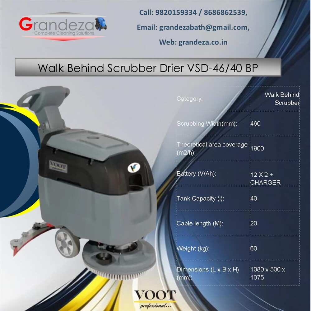 Voot Walk Behind Scrubber Drier Vsd-50/60 Ep - Cleaning Process: Cold Water Cleaning