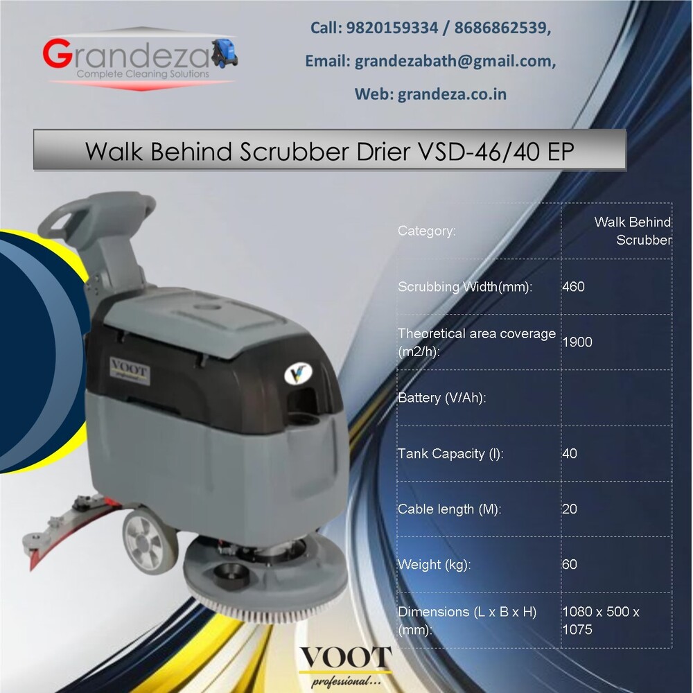Voot Walk Behind Scrubber Drier Vsd-50/60 Ep - Cleaning Process: Cold Water Cleaning