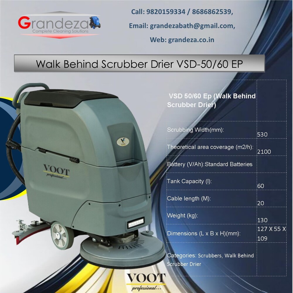 Voot Walk Behind Scrubber Drier Vsd-50/60 Ep - Cleaning Process: Cold Water Cleaning