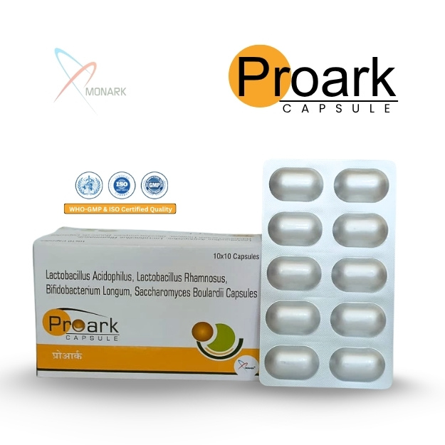 Bifidobacterium Longum 175.million Spores +lactobacillus Acidophilus 1325.million Spores + Lactobacillus Rhamnosus 725 Million Spores + Saccharomyces Boulardi 275 Million Spores    Prebiotic + Probiotic - Brand Name: Proark