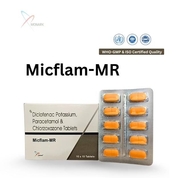 Diclofenac Potassium, Paracetamol, Chlorzoxazone Tablet - Brand Name: Micflam-mr
