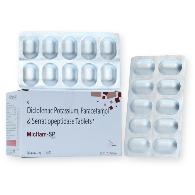 Diclofenac Potassium, Paracetamol And Serratiopeptidase Tablets