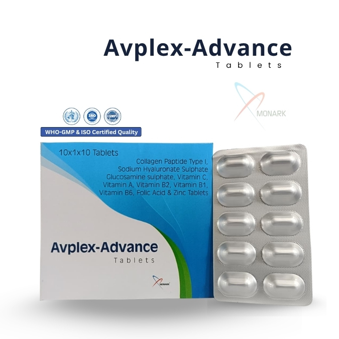 Glucosamine, Chondroitin, Hyaluronic Acid, Vitamins & Zinc Tablet for joint health, cartilage support, and improved mobility.