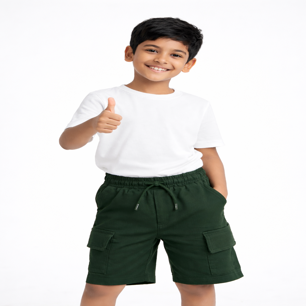 Boys Cotton Cargo Shorts - Color: Multicolor