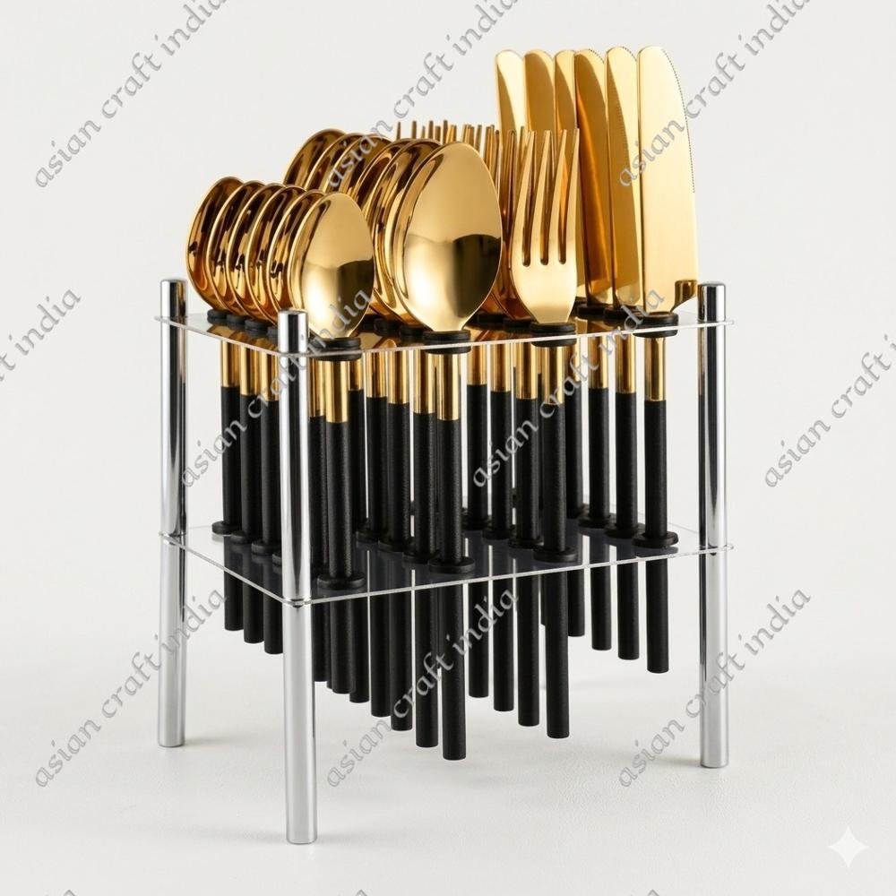Ss Cutlery Set Of 24 With Stand - Color: Customize As Required