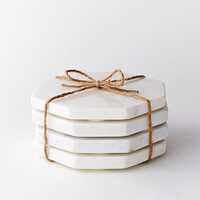 Set Of 4 Marble Coaster - Color: Natural White