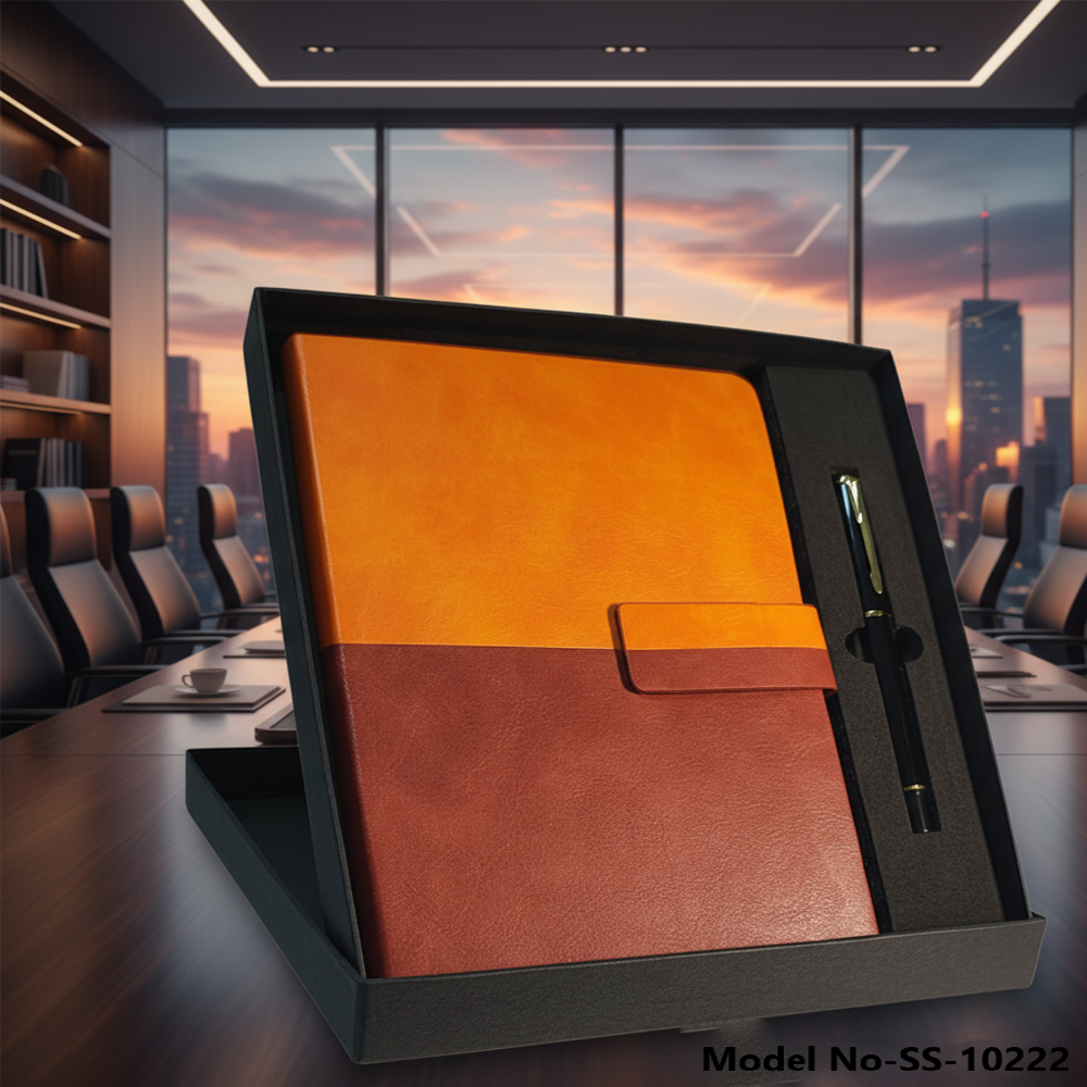 Premium Dual Tone Pu Leather Diary With Magnetic Flap & Metal Pen Gift Set (Ss-10222) - Dimension (L*W*H): 25   22   4  Centimeter (Cm)