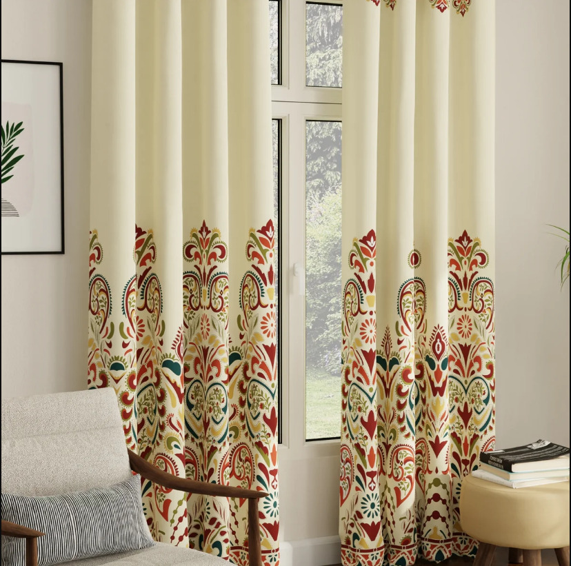 Polyester Floral Printed Curtain - Color: Different Available