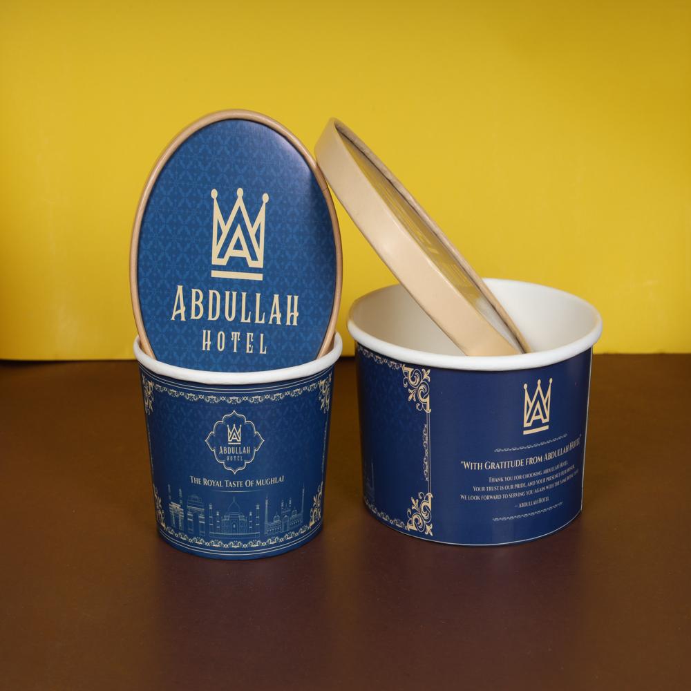 500ml White Paper Bowl with Paper Lid