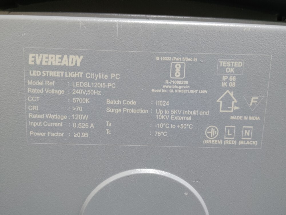 Buy Eveready 120W Street Light LED Luminaire For Road And Street Lighting Rating