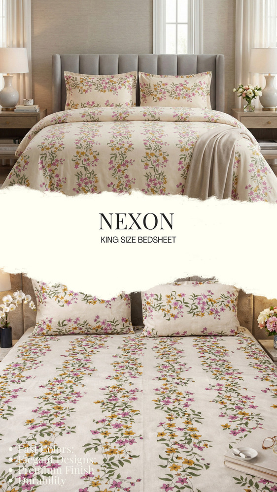 Nexon King Size Bedsheet - Color: Different Available