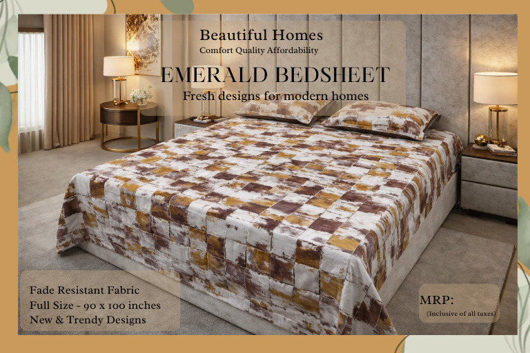 Emerald Double Bedsheet - Color: Different Available
