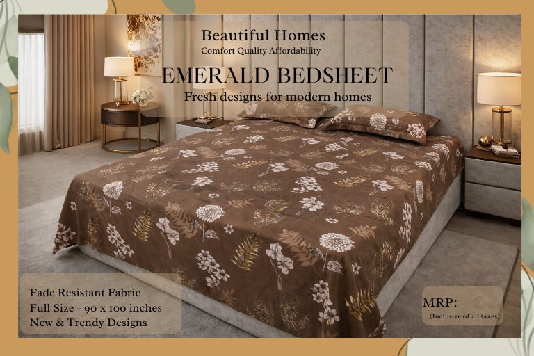 Emerald Double Bedsheet - Color: Different Available