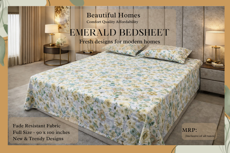 Emerald Double Bedsheet - Color: Different Available