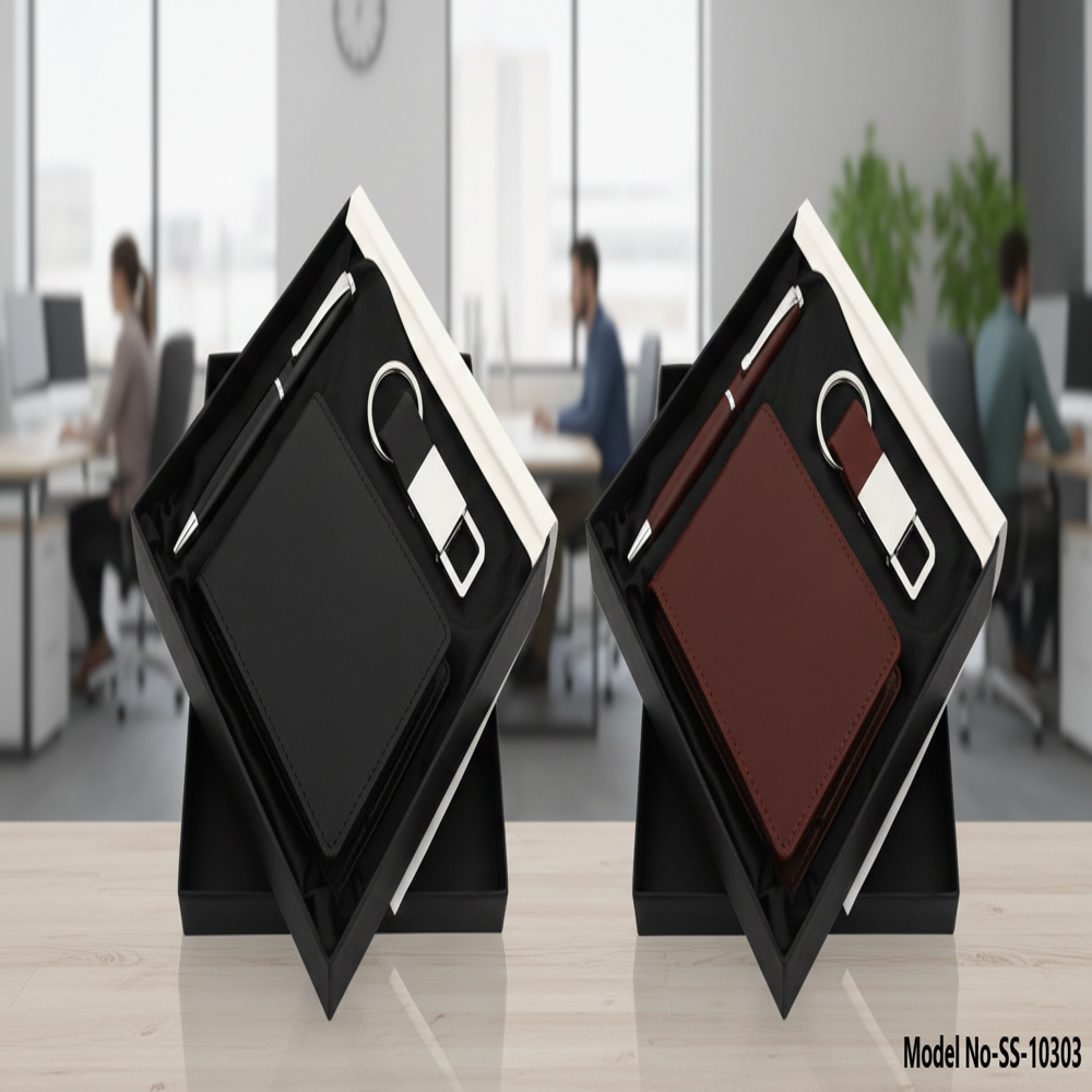 (SS-10303) PU Leather Pen, Keychain and Wallet 3in1 Combo Gift Set