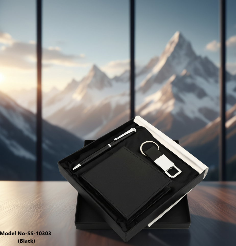 (SS-10303) PU Leather Pen, Keychain and Wallet 3in1 Combo Gift Set