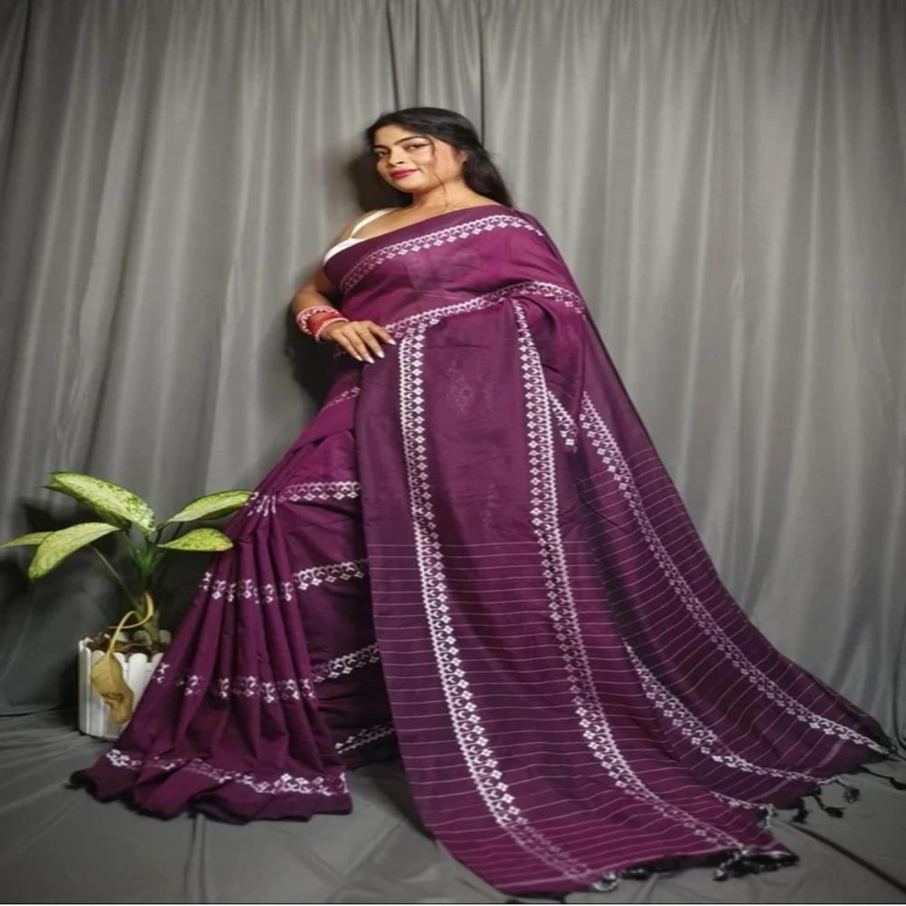 Magenta Color Khadi Saree