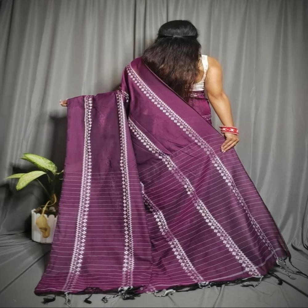 Magenta Color Khadi Saree