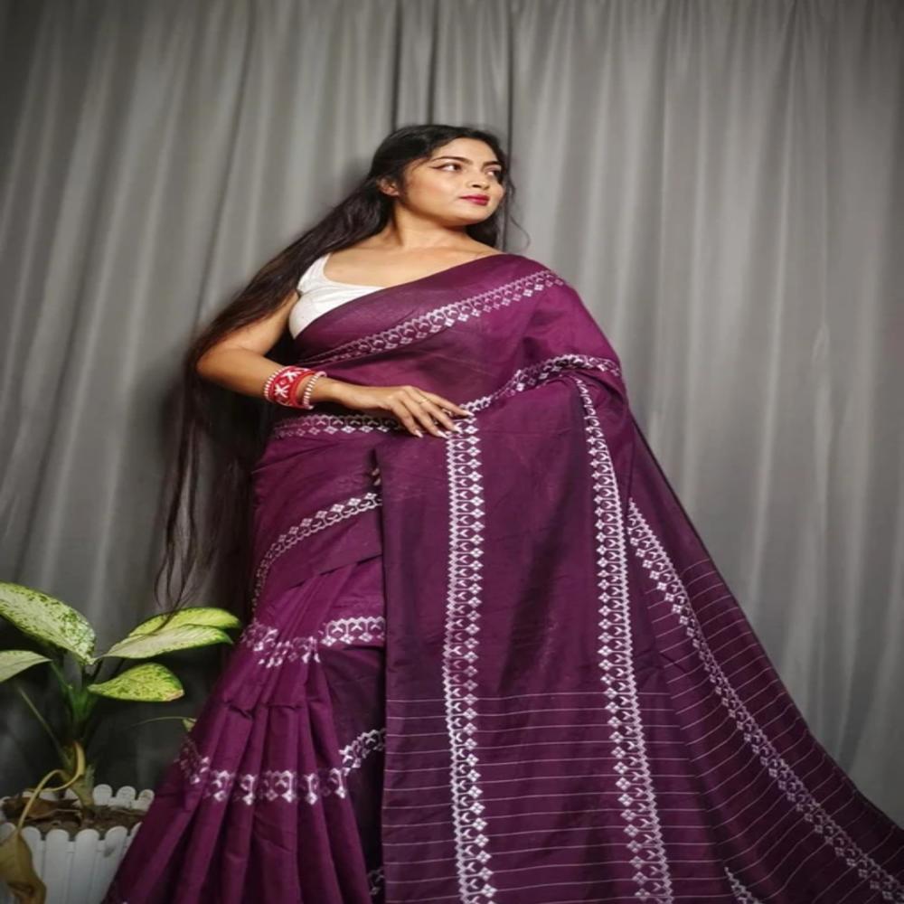 Magenta Color Khadi Saree
