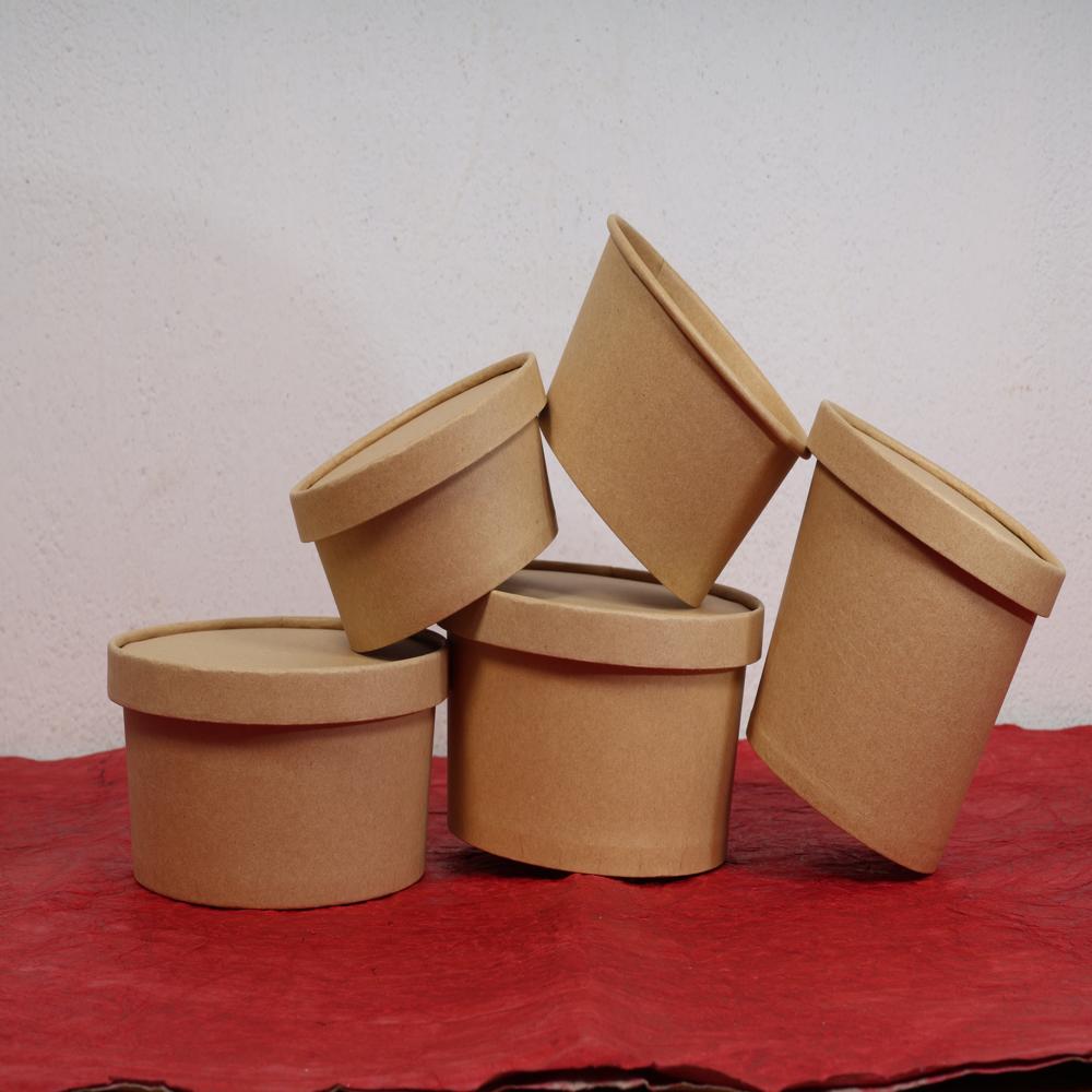1000ml Flat Kraft Paper Bowl Container