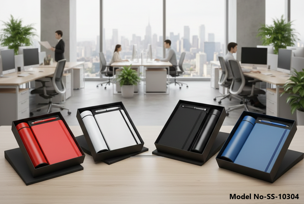 (SS-10304) 3 in1 Combo Gift Set Notebook Diary, Round Pen, and Temperature Bottle