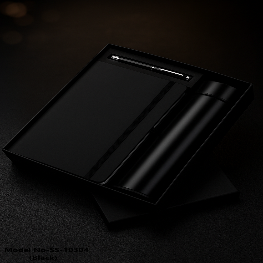 (SS-10304) 3 in1 Combo Gift Set Notebook Diary, Round Pen, and Temperature Bottle