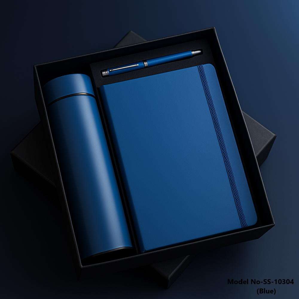 (SS-10304) 3 in1 Combo Gift Set Notebook Diary, Round Pen, and Temperature Bottle