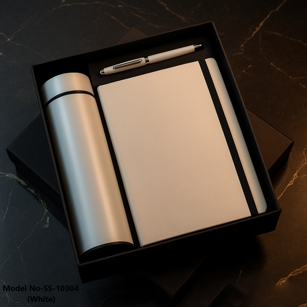 (SS-10304) 3 in1 Combo Gift Set Notebook Diary, Round Pen, and Temperature Bottle