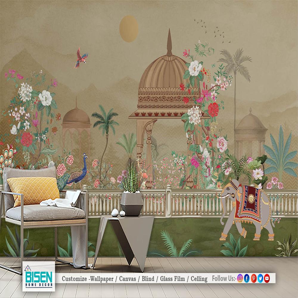 Traditional Indian Wallpaper - Material: Non Woven