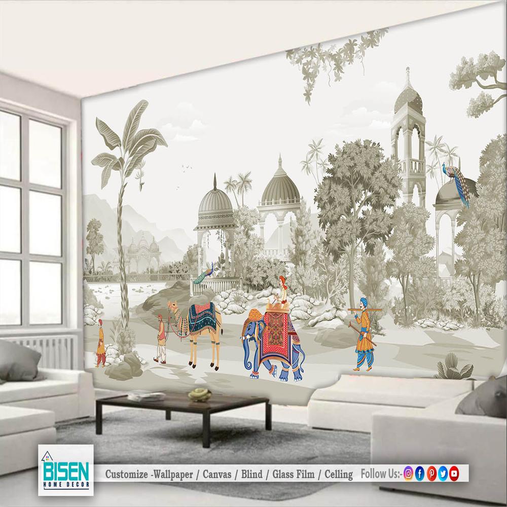 Traditional Indian Wallpaper - Material: Non Woven