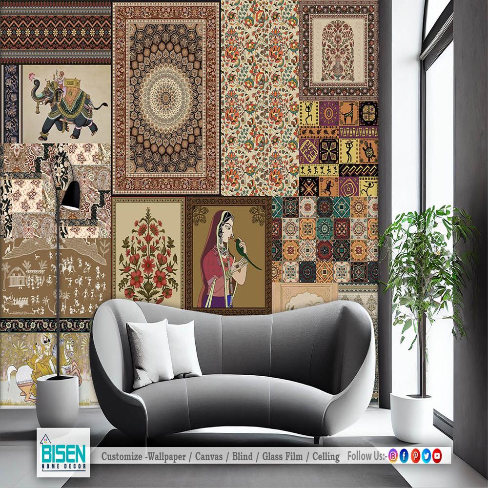 Traditional Indian Wallpaper - Material: Non Woven