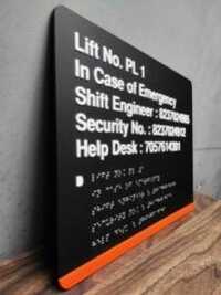 Emergency Contact Braille Signage - Color: Black