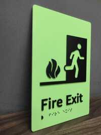 Fire Exit Braille Signage - Color: Green