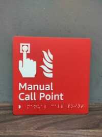 Manual Call Point Braille Signage - Color: Red