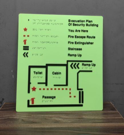 Tactile Evacuation Map Braille Signage