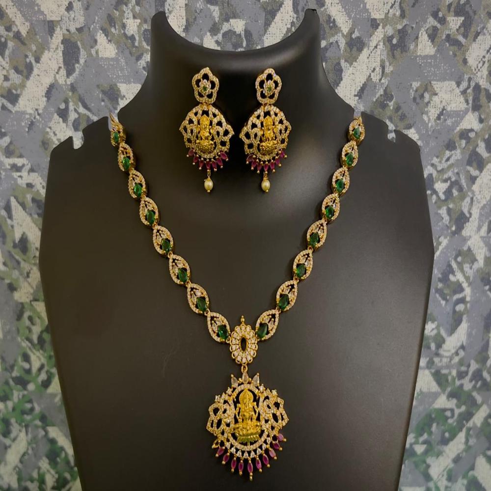 Matte Finish Laxmi Devi Pendent Necklace - Color: Different Available