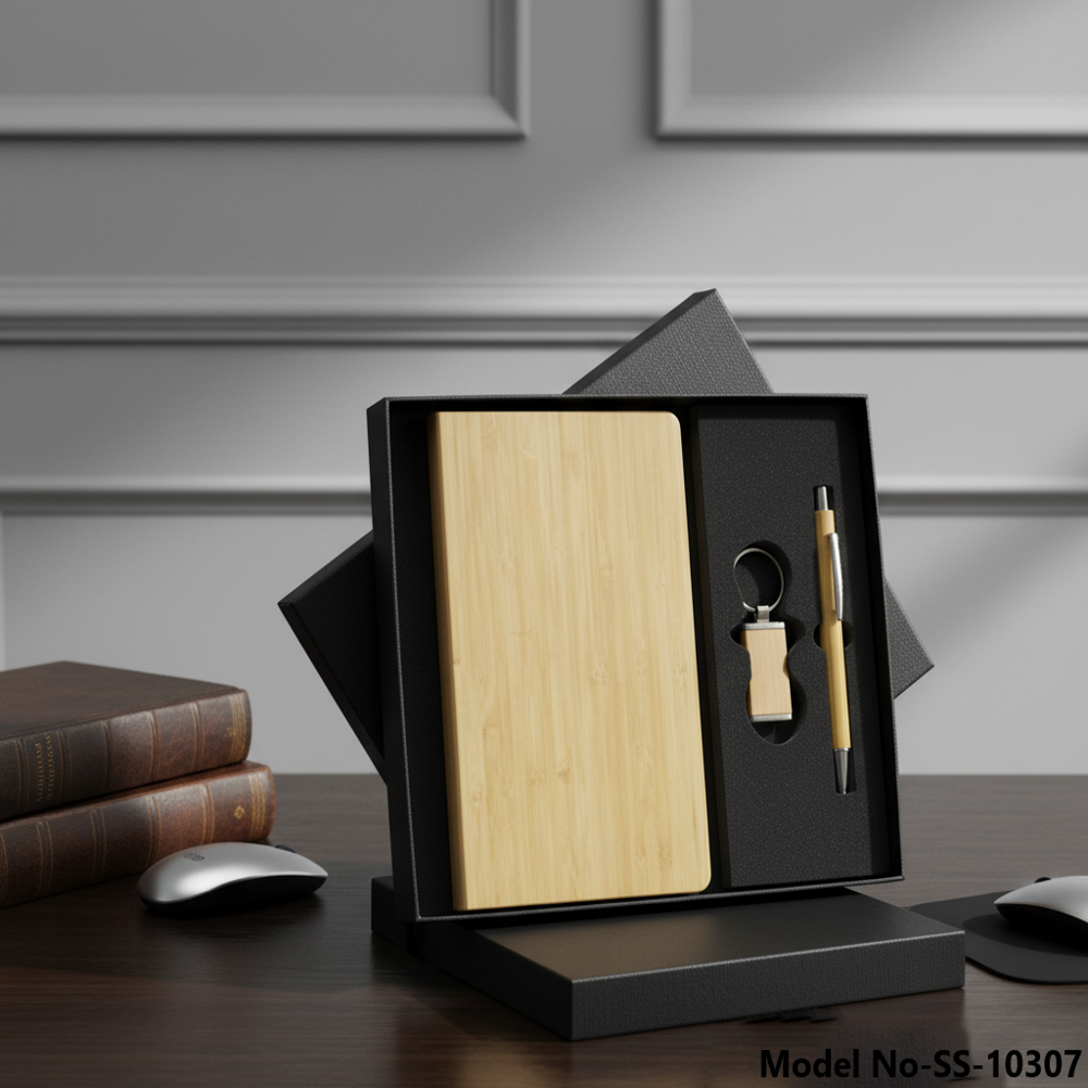 (SS-10307) Wooden Pen, Keychain & Diary
