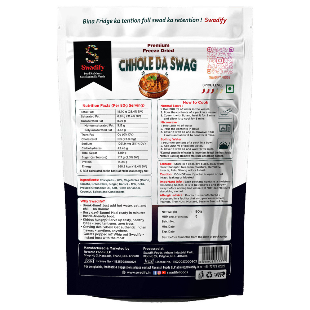 Punjabi Chole Sabji (Freeze Dried Food) - Feature: High Quality
