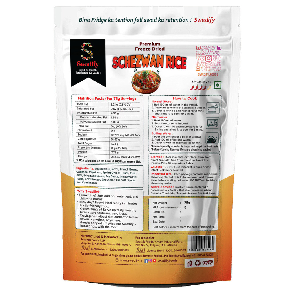 Schezwan Rice (Freeze Dried Food) - Feature: High Quality