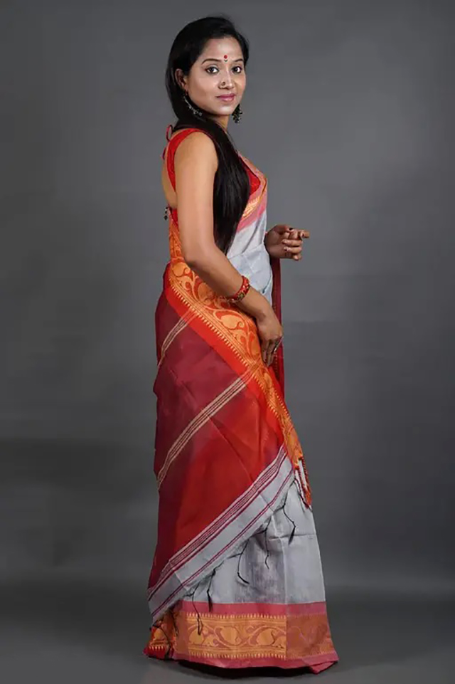 Grey Color Bangladeshi Handloom Saree