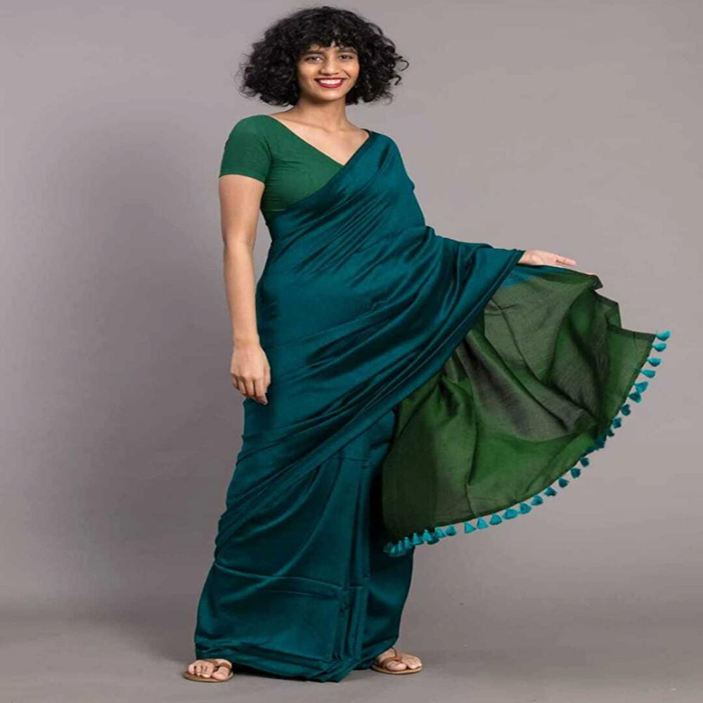 Green Contrast Saree