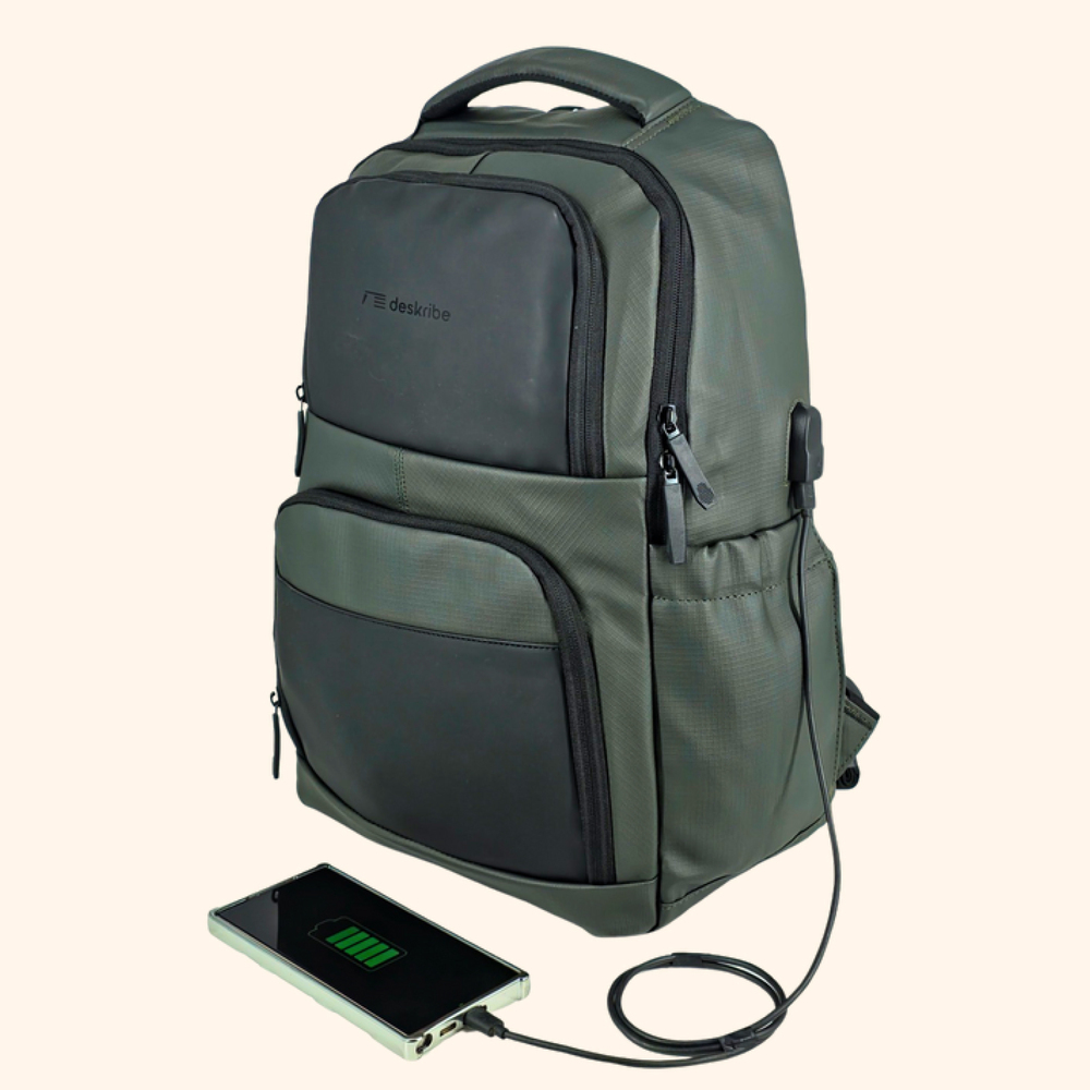 Linea Olive Green And Dark Grey Laptop Bag