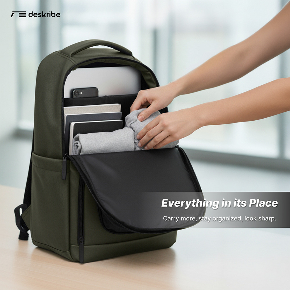 Olive Green Waterproof Matte Polyester Laptop Bag